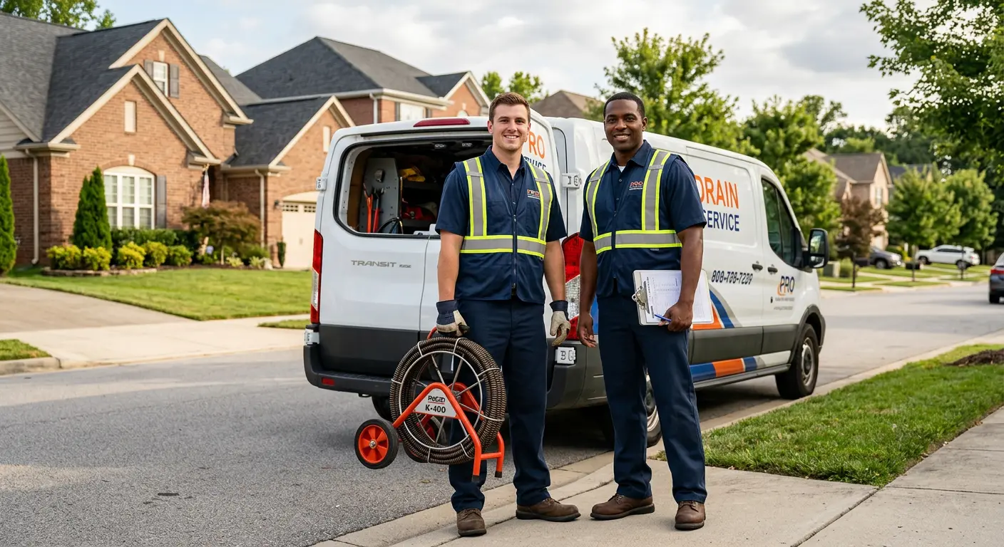 Sewer and drain service team with equipment ready for work in Cedar Rapids