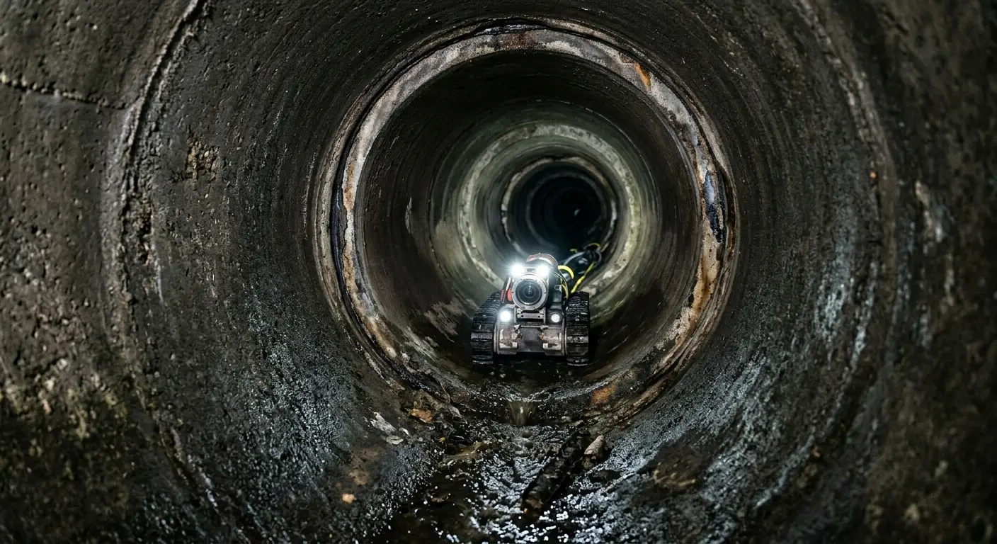 Robotic sewer camera inspecting pipe interior for Sewer Line Cleaning in Cedar Rapids
